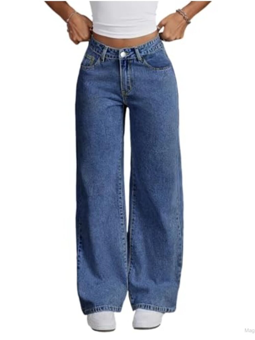 Womens Plus Size High Rise Wide Leg Stretch Jeans - 4-Way Stretch Denim